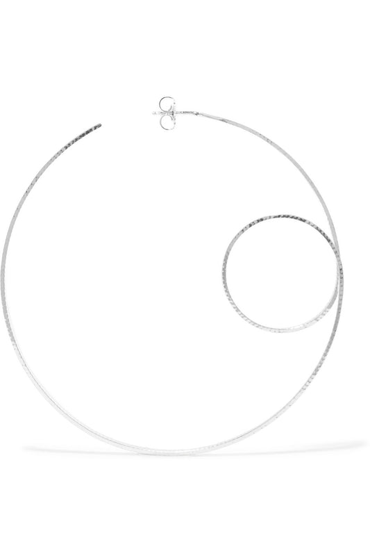 Annie Costello Brown Circle Scroll Silver Hoop Earrings