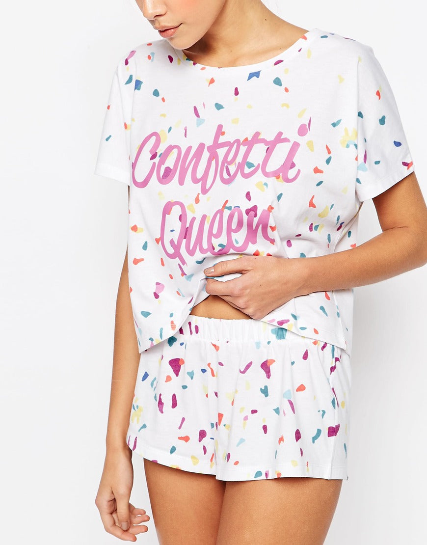 BRIDAL Confetti Queen Tee & Short Pyjama set